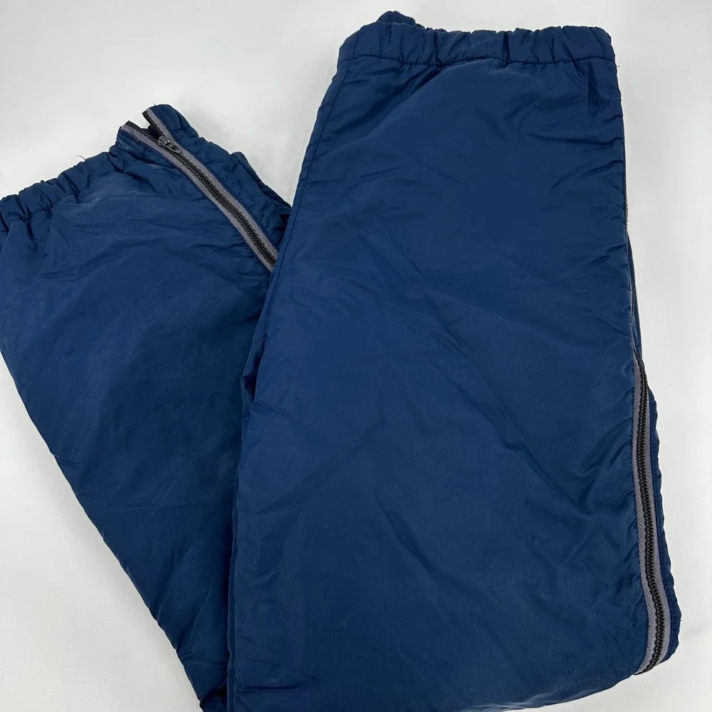 L L Bean Men's Vintage Navy Blue Insulated‎ Ski Snow Pants Medium Full Side Zips